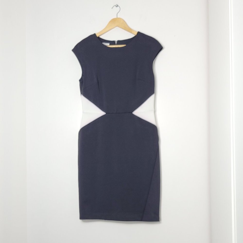 Maggy London Women's Black Sleeveless White Sides Business Casual Dress Size 10